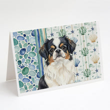 Load image into Gallery viewer, Tricolor Japanese Chin Coastal Sea Glass Greeting Cards Pack of 8