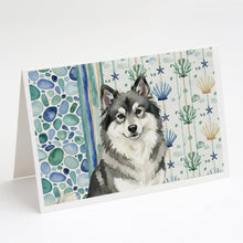 Load image into Gallery viewer, Keeshond Coastal Sea Glass Greeting Cards Pack of 8