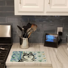Load image into Gallery viewer, Keeshond Coastal Sea Glass Glass Cutting Board