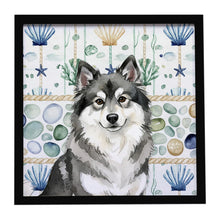 Load image into Gallery viewer, Keeshond Coastal Sea Glass Framed Metal Print