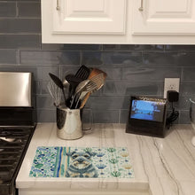 Load image into Gallery viewer, Kerry Blue Terrier Coastal Sea Glass Glass Cutting Board