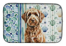 Load image into Gallery viewer, Chocolate Labradoodle Coastal Sea Glass Dish Drying Mat