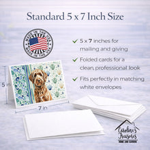Load image into Gallery viewer, Chocolate Labradoodle Coastal Sea Glass Greeting Cards Pack of 8