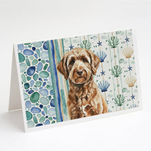 Load image into Gallery viewer, Chocolate Labradoodle Coastal Sea Glass Greeting Cards Pack of 8