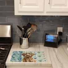 Load image into Gallery viewer, Chocolate Labradoodle Coastal Sea Glass Glass Cutting Board