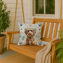 Load image into Gallery viewer, Chocolate Labradoodle Coastal Sea Glass Throw Pillow