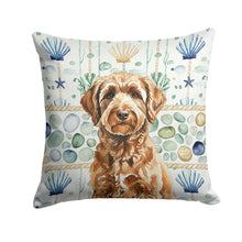 Load image into Gallery viewer, Chocolate Labradoodle Coastal Sea Glass Throw Pillow