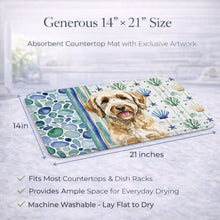 Load image into Gallery viewer, Yellow Labradoodle Coastal Sea Glass Dish Drying Mat