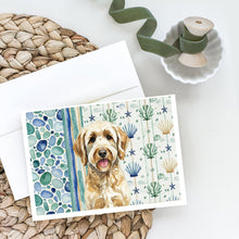 Load image into Gallery viewer, Yellow Labradoodle Coastal Sea Glass Greeting Cards Pack of 8