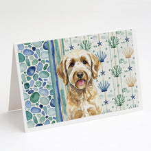 Load image into Gallery viewer, Yellow Labradoodle Coastal Sea Glass Greeting Cards Pack of 8