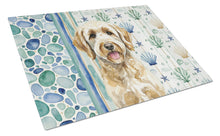 Load image into Gallery viewer, Yellow Labradoodle Coastal Sea Glass Glass Cutting Board
