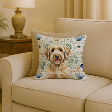 Load image into Gallery viewer, Yellow Labradoodle Coastal Sea Glass Throw Pillow
