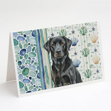 Load image into Gallery viewer, Black Labrador Retriever Coastal Sea Glass Greeting Cards Pack of 8