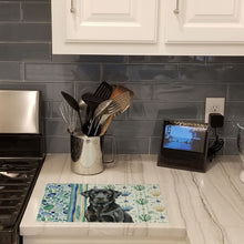 Load image into Gallery viewer, Black Labrador Retriever Coastal Sea Glass Glass Cutting Board