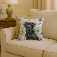 Load image into Gallery viewer, Black Labrador Retriever Coastal Sea Glass Throw Pillow