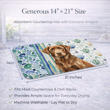 Load image into Gallery viewer, Chocolate Labrador Retriever Coastal Sea Glass Dish Drying Mat