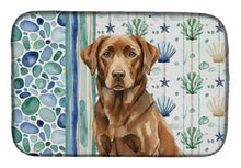 Load image into Gallery viewer, Chocolate Labrador Retriever Coastal Sea Glass Dish Drying Mat
