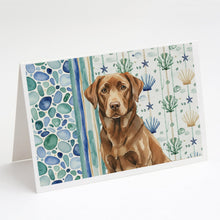 Load image into Gallery viewer, Chocolate Labrador Retriever Coastal Sea Glass Greeting Cards Pack of 8