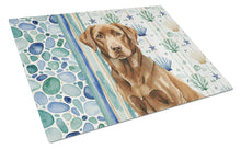 Load image into Gallery viewer, Chocolate Labrador Retriever Coastal Sea Glass Glass Cutting Board