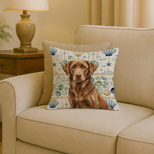Load image into Gallery viewer, Chocolate Labrador Retriever Coastal Sea Glass Throw Pillow