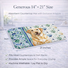 Load image into Gallery viewer, Yellow Labrador Retriever Coastal Sea Glass Dish Drying Mat