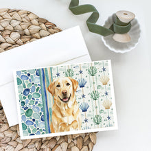 Load image into Gallery viewer, Yellow Labrador Retriever Coastal Sea Glass Greeting Cards Pack of 8