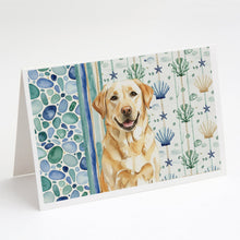 Load image into Gallery viewer, Yellow Labrador Retriever Coastal Sea Glass Greeting Cards Pack of 8