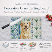 Load image into Gallery viewer, Yellow Labrador Retriever Coastal Sea Glass Glass Cutting Board