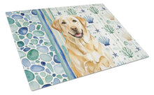 Load image into Gallery viewer, Yellow Labrador Retriever Coastal Sea Glass Glass Cutting Board