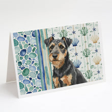 Load image into Gallery viewer, Black and Tan Lakeland Terrier Coastal Sea Glass Greeting Cards Pack of 8