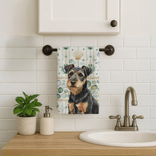 Load image into Gallery viewer, Black and Tan Lakeland Terrier Coastal Sea Glass Kitchen Towel