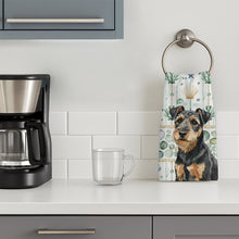 Load image into Gallery viewer, Black and Tan Lakeland Terrier Coastal Sea Glass Kitchen Towel