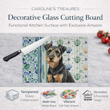 Load image into Gallery viewer, Black and Tan Lakeland Terrier Coastal Sea Glass Glass Cutting Board