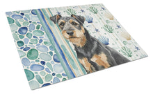 Load image into Gallery viewer, Black and Tan Lakeland Terrier Coastal Sea Glass Glass Cutting Board