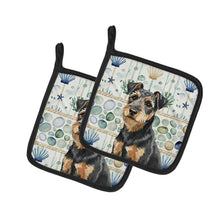 Load image into Gallery viewer, Black and Tan Lakeland Terrier Coastal Sea Glass Pair of Pot Holders