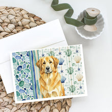 Load image into Gallery viewer, Lion Yellow Leonberger Coastal Sea Glass Greeting Cards Pack of 8