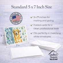 Load image into Gallery viewer, Lion Yellow Leonberger Coastal Sea Glass Greeting Cards Pack of 8