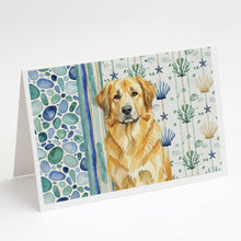 Load image into Gallery viewer, Lion Yellow Leonberger Coastal Sea Glass Greeting Cards Pack of 8