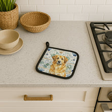 Load image into Gallery viewer, Lion Yellow Leonberger Coastal Sea Glass Pair of Pot Holders