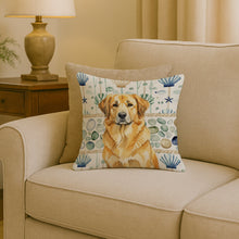 Load image into Gallery viewer, Lion Yellow Leonberger Coastal Sea Glass Throw Pillow