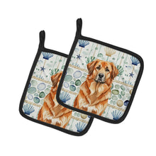 Load image into Gallery viewer, Red Leonberger Coastal Sea Glass Pair of Pot Holders