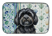 Load image into Gallery viewer, Black Lhasa Apso Coastal Sea Glass Dish Drying Mat
