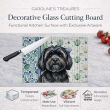 Load image into Gallery viewer, Black Lhasa Apso Coastal Sea Glass Glass Cutting Board
