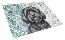 Load image into Gallery viewer, Black Lhasa Apso Coastal Sea Glass Glass Cutting Board