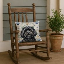 Load image into Gallery viewer, Black Lhasa Apso Coastal Sea Glass Throw Pillow