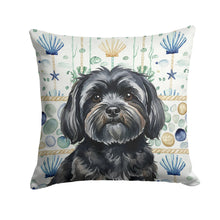 Load image into Gallery viewer, Black Lhasa Apso Coastal Sea Glass Throw Pillow
