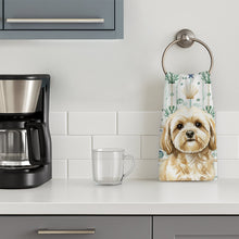 Load image into Gallery viewer, Cream Lhasa Apso Coastal Sea Glass Kitchen Towel