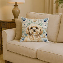 Load image into Gallery viewer, Cream Lhasa Apso Coastal Sea Glass Throw Pillow