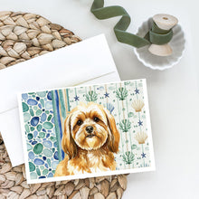 Load image into Gallery viewer, Gold Lhasa Apso Coastal Sea Glass Greeting Cards Pack of 8