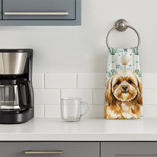 Load image into Gallery viewer, Gold Lhasa Apso Coastal Sea Glass Kitchen Towel